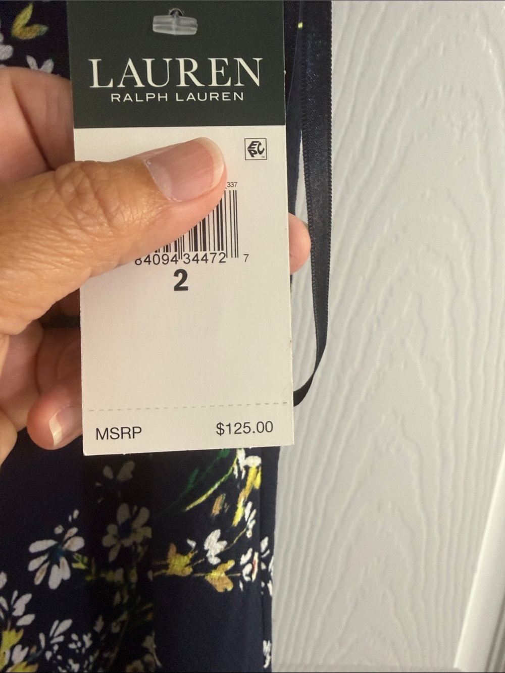 Lauren Ralph Lauren Navy Floral Swing Skirt with White and Yellow Blooms - Picture 3 of 4